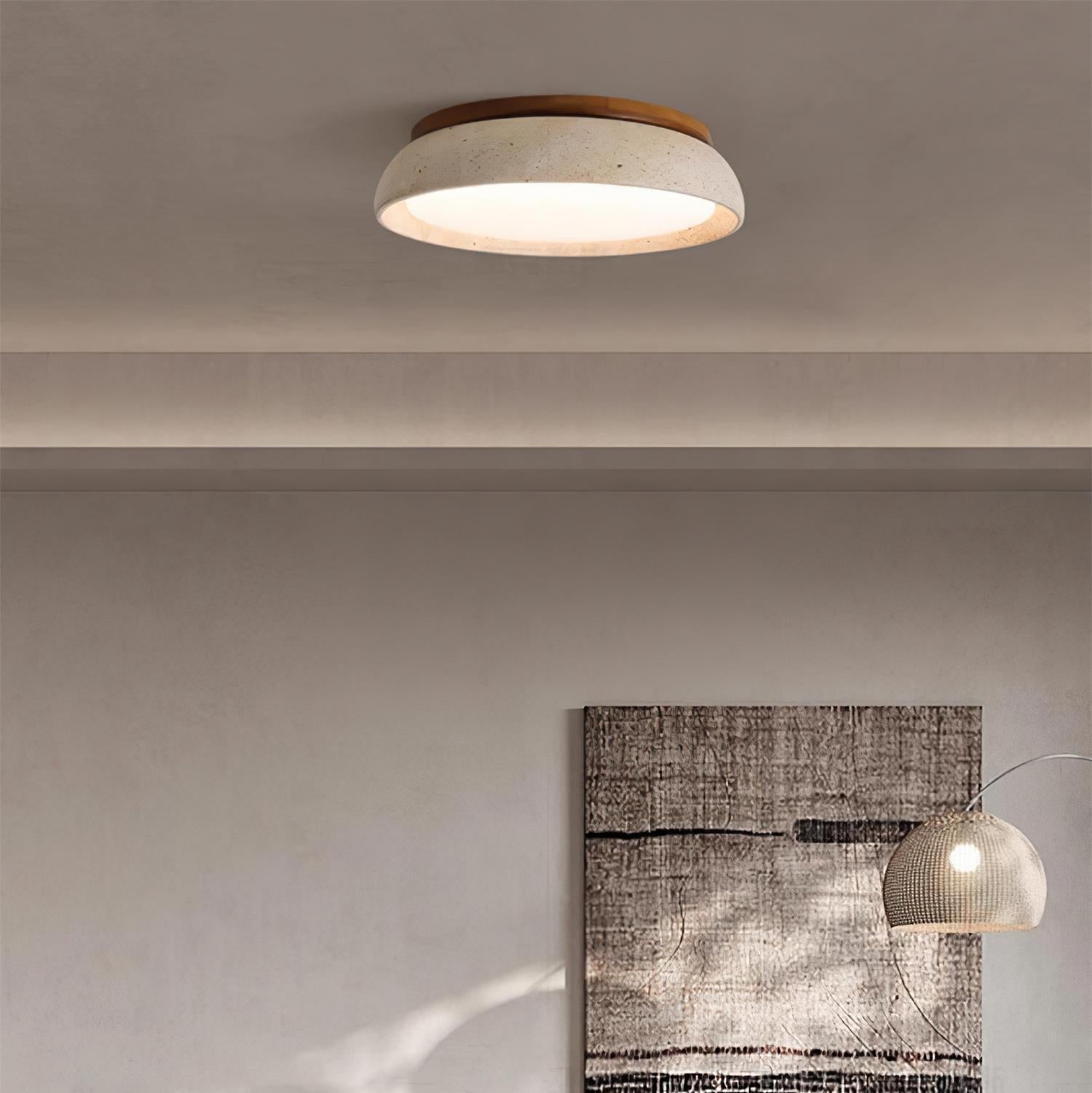 Travertine Stone Flush Mount Ceiling Light