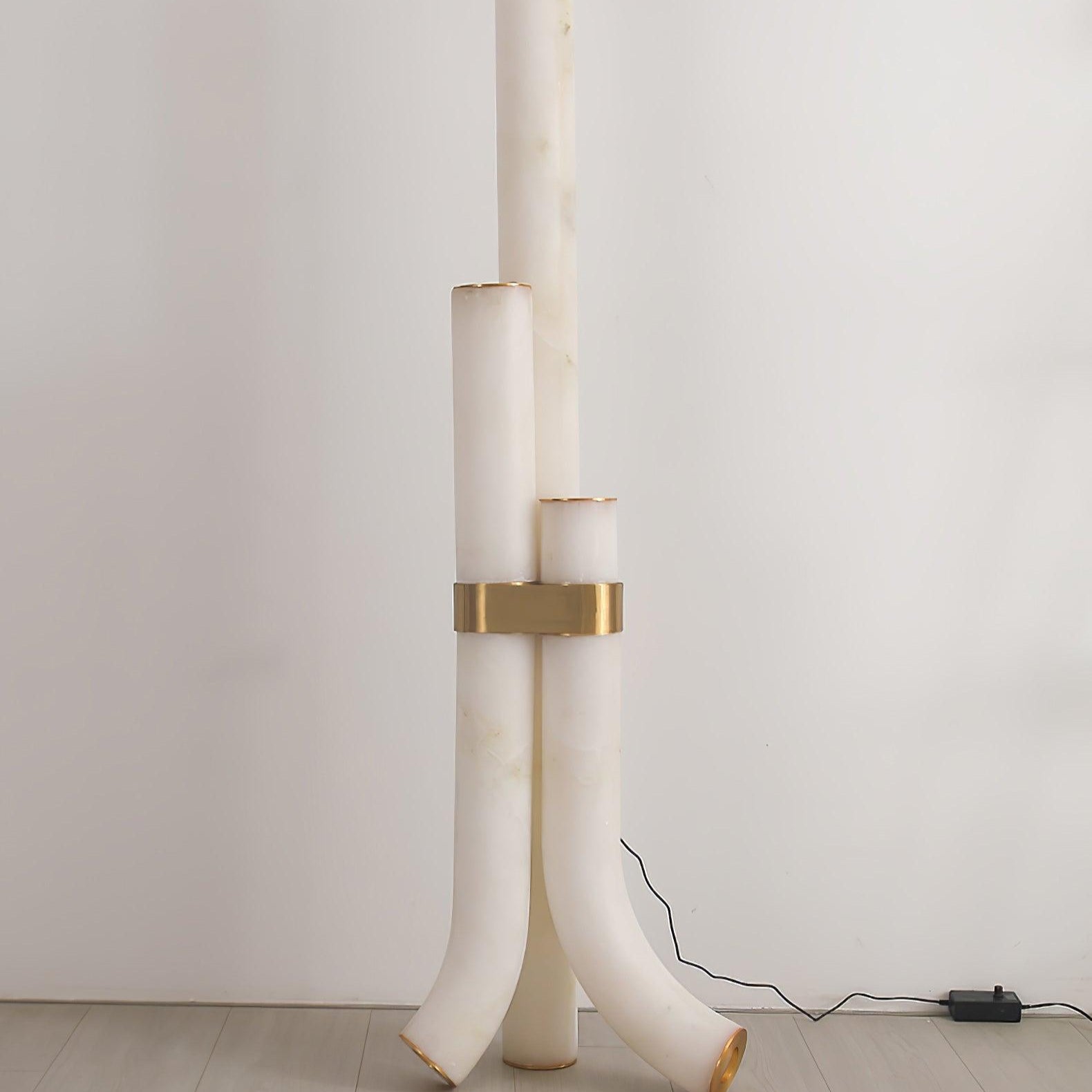 Stone Floor Lamp with Tall Alabaster Light Panels