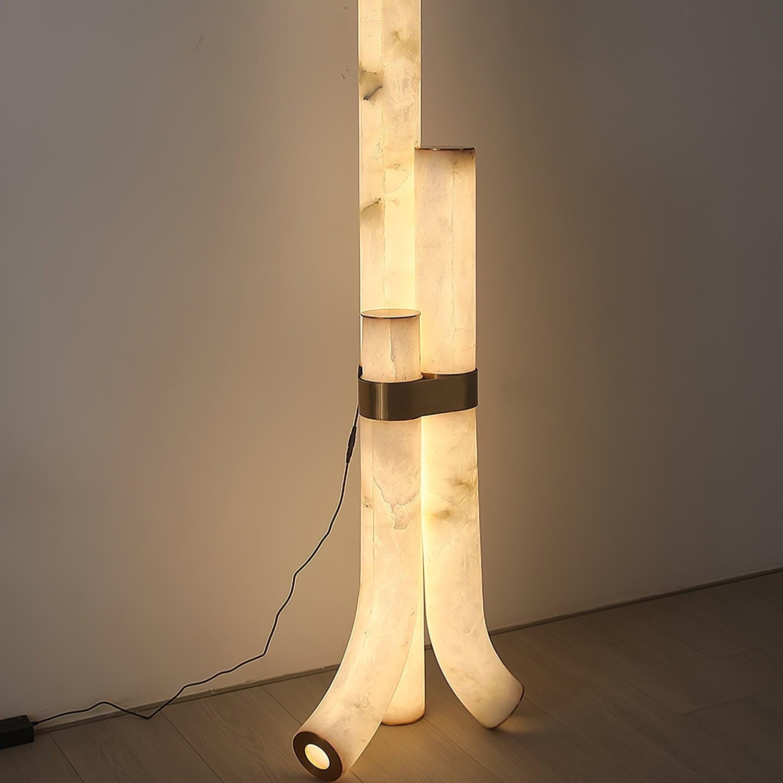 Stone Floor Lamp with Tall Alabaster Light Panels