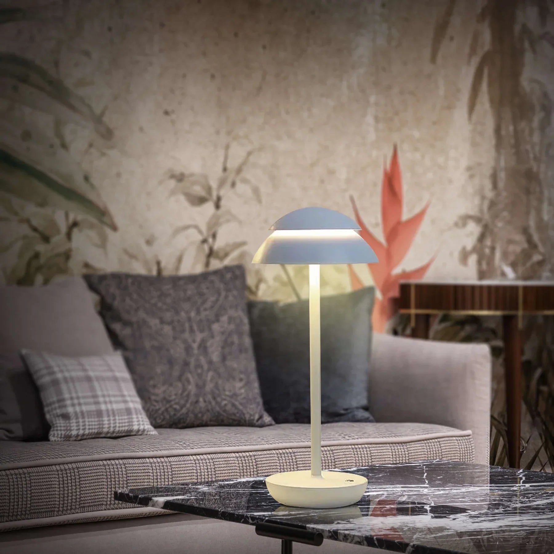 Cordless Dimmable Table Lamp with Wood Accent Modern Design