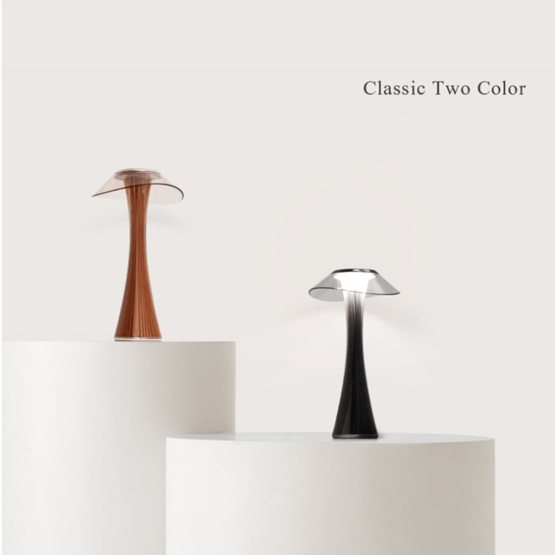 Fluted Glass Table Lamp with Clear Disc Shade