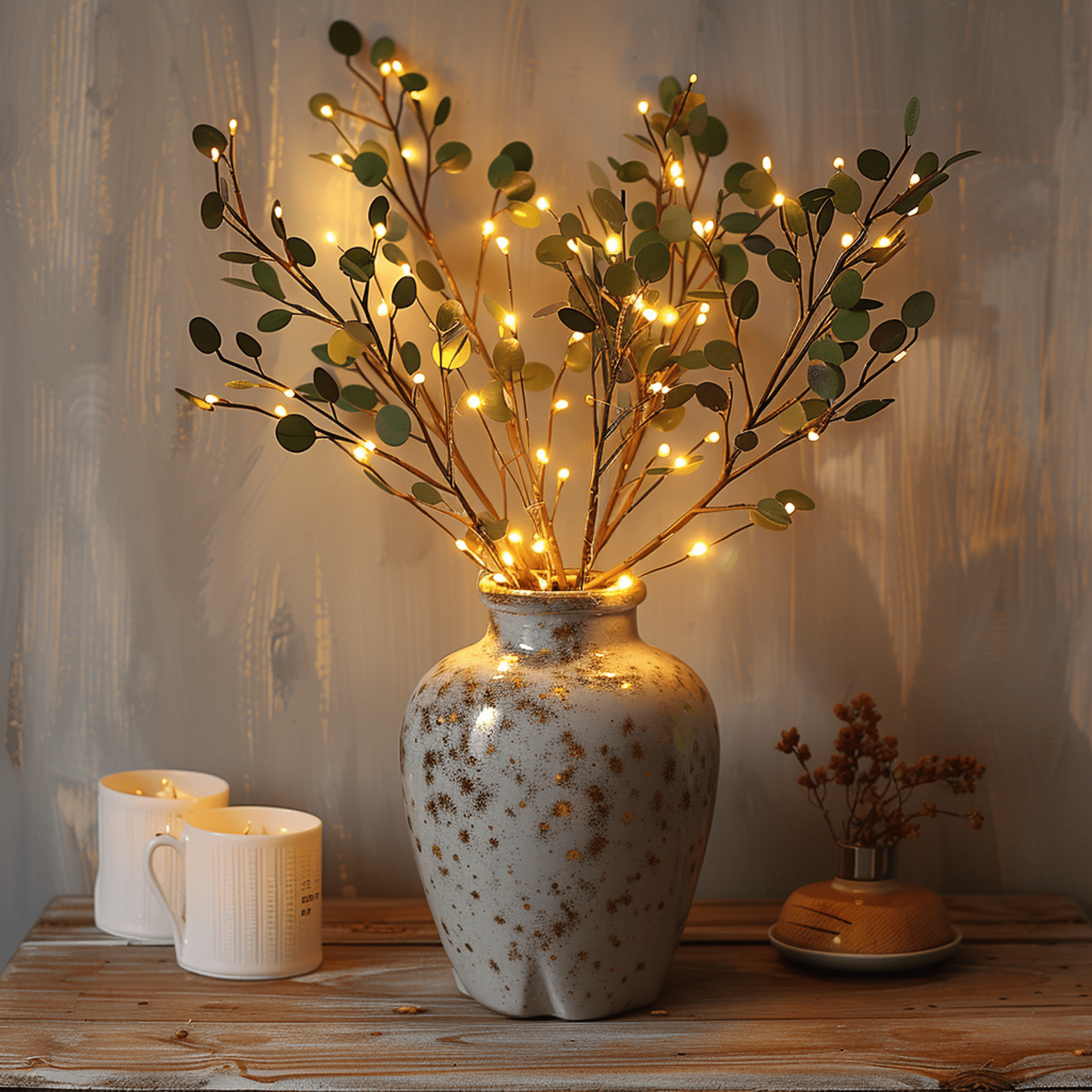Illuminated Olive Branch & Cherry blossom Decor