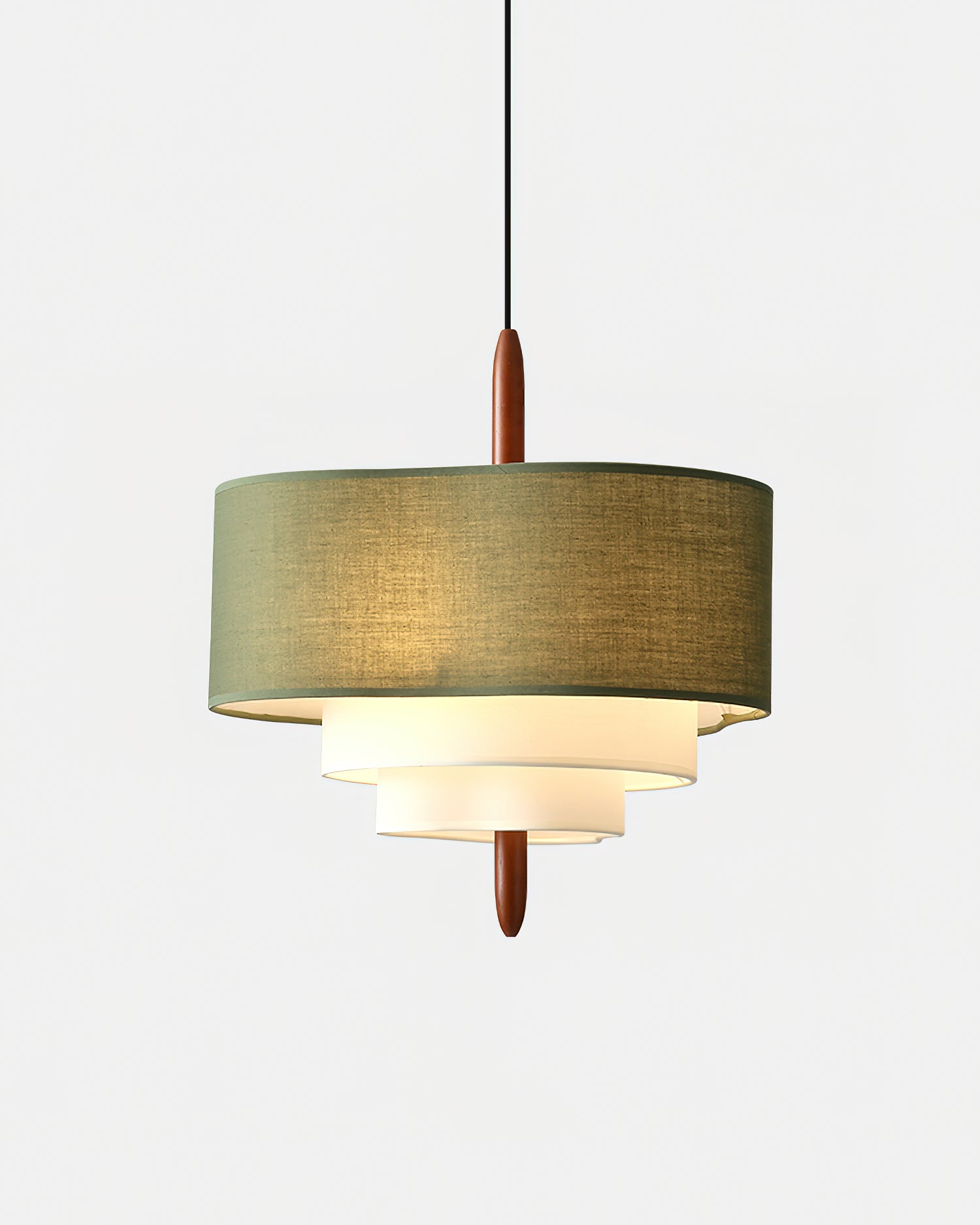Layered Linen Drum Pendant Light