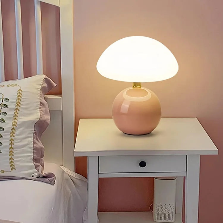 Lampe de table LED champignon rétro en céramique