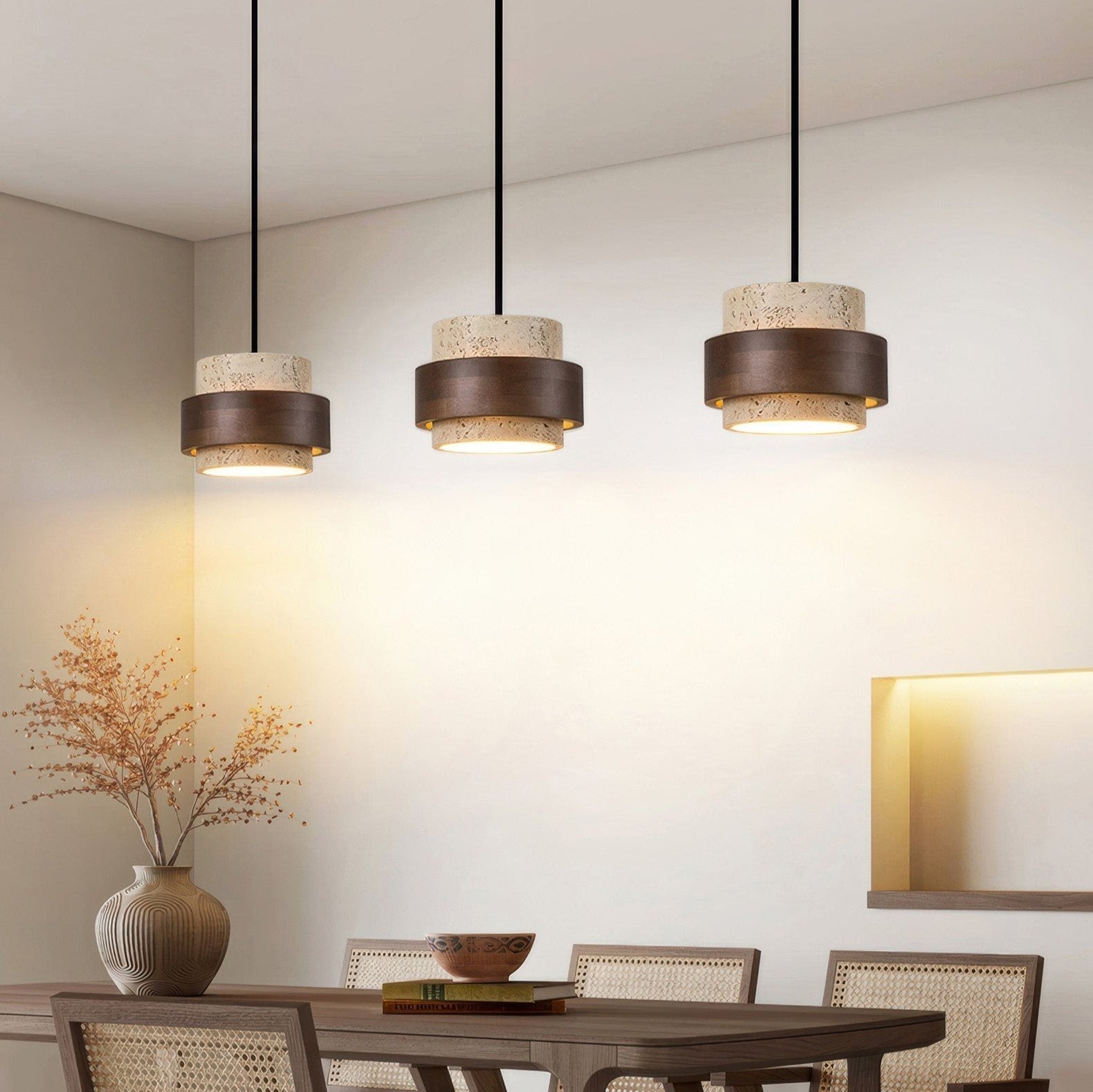 Retro Layered Stone Pendant Lamp