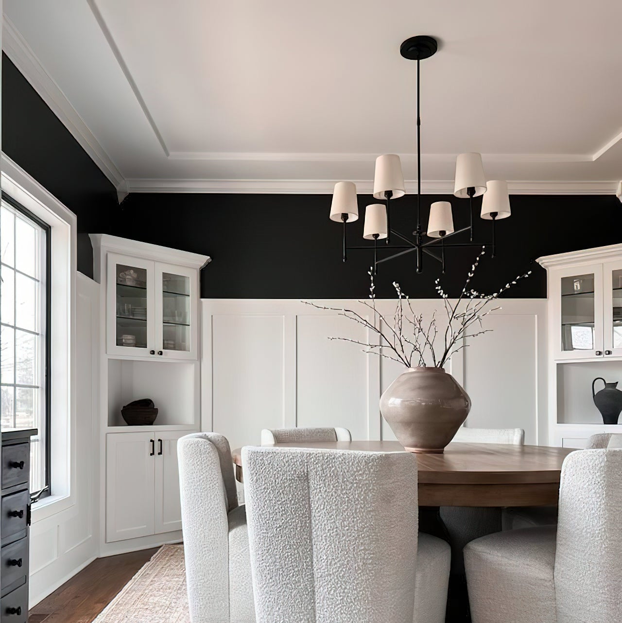 Vintage Chandelier with Fabric Shades and Metal Frame