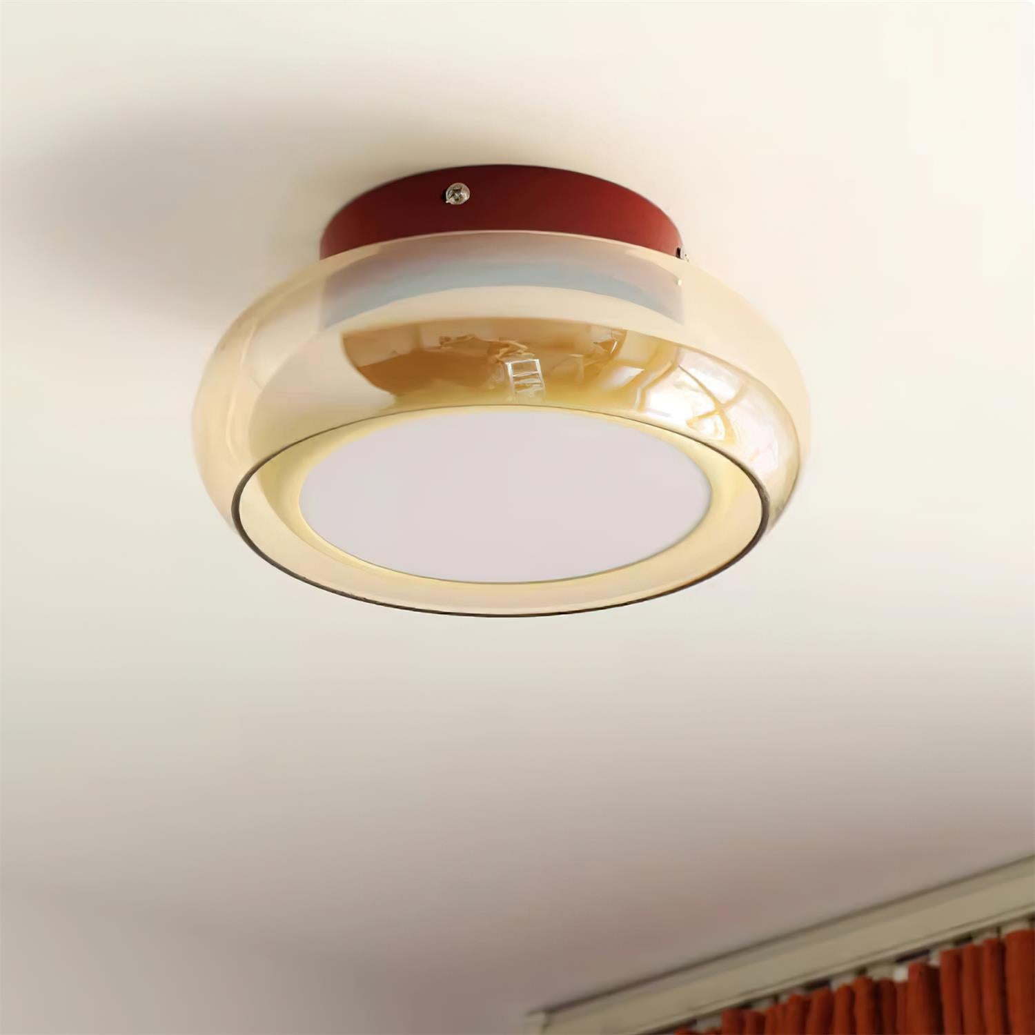 Retro Amber Glass Flush Mount Ceiling Light