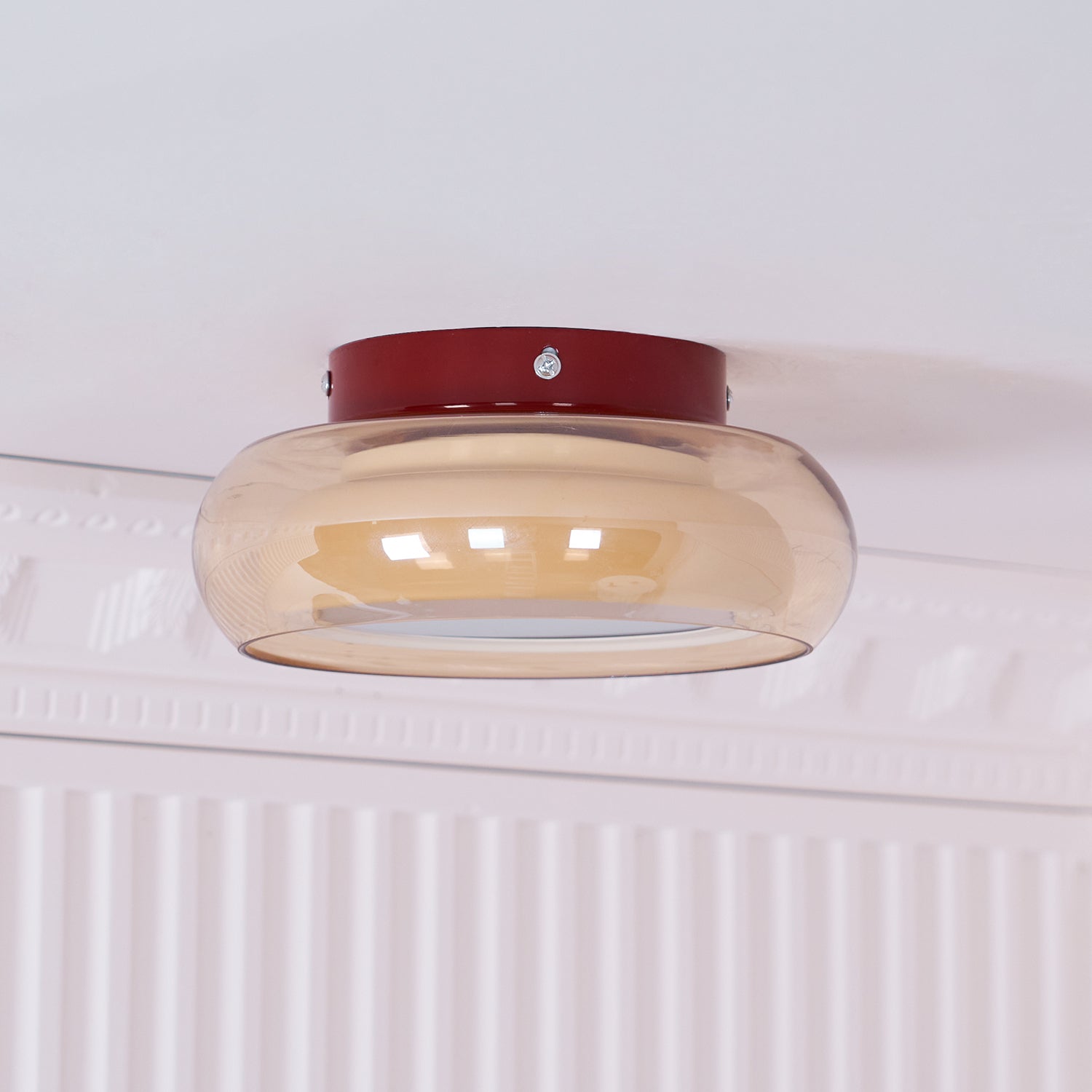 Retro Amber Glass Flush Mount Ceiling Light