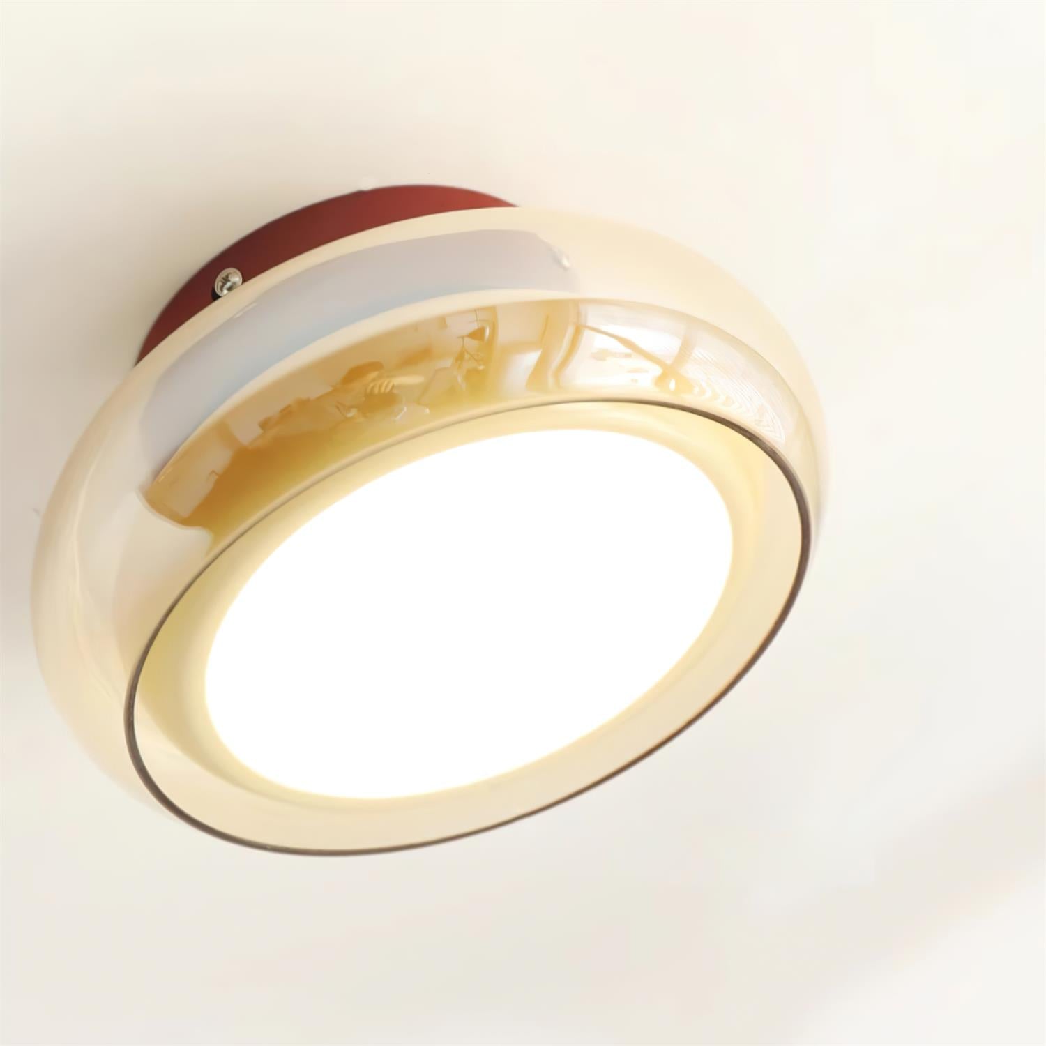 Retro Amber Glass Flush Mount Ceiling Light