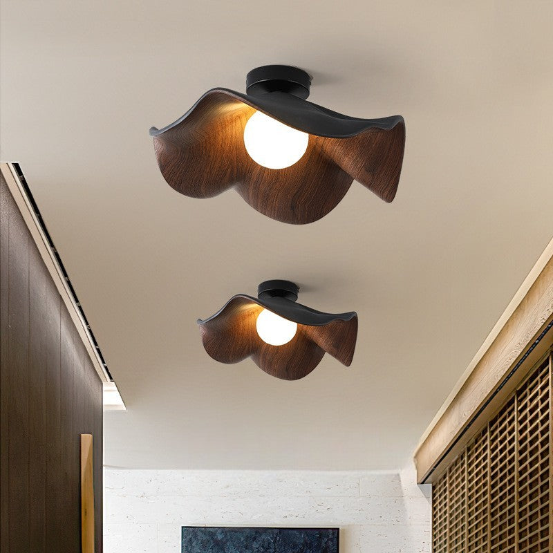 Sculpted Wood Flower Ceiling Light