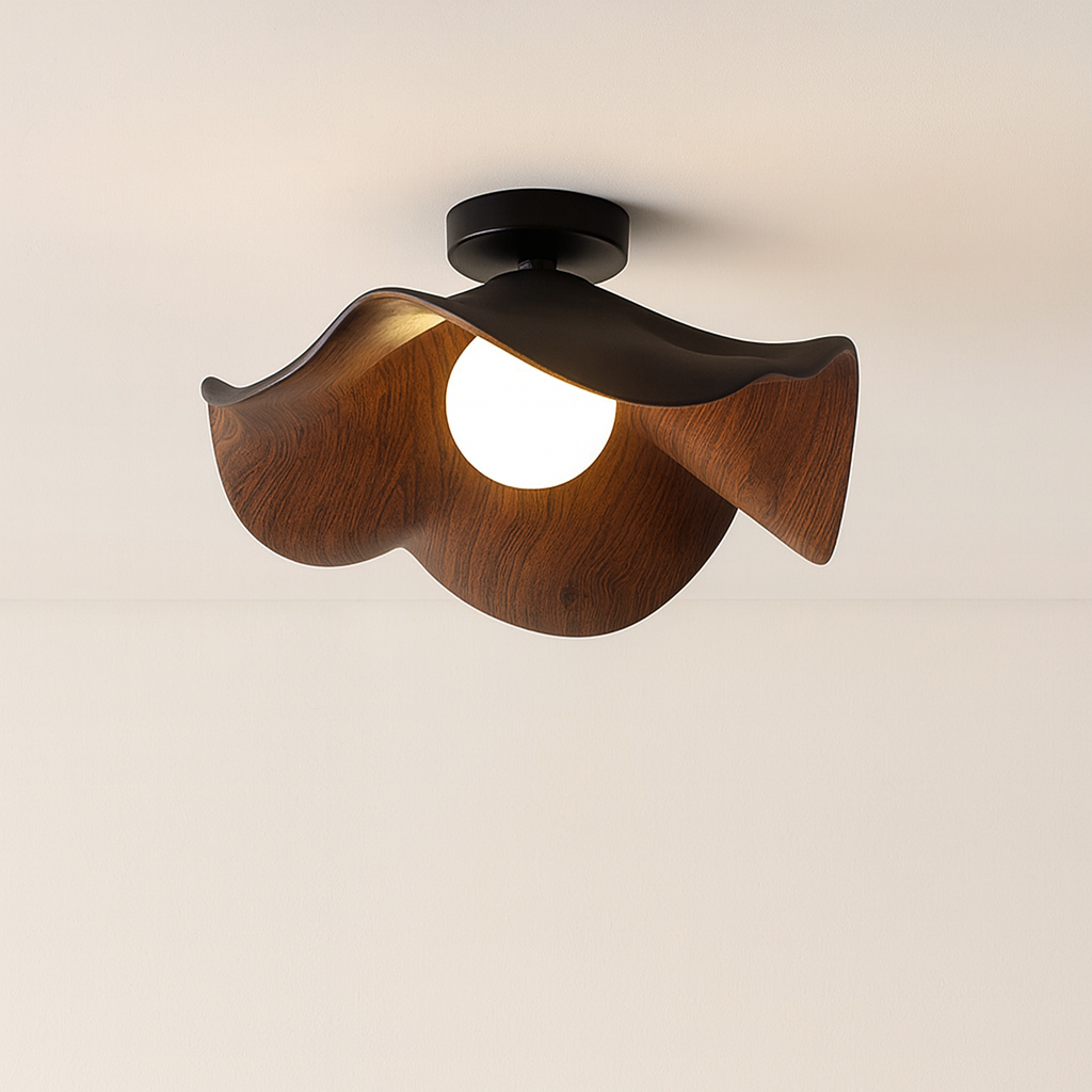 Sculpted Wood Flower Ceiling Light