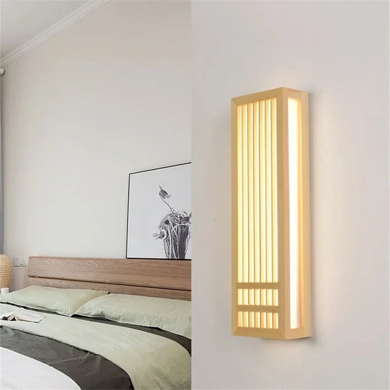 Japandi Houten Wandlamp LED Minimalistische Decoratieve Sconces