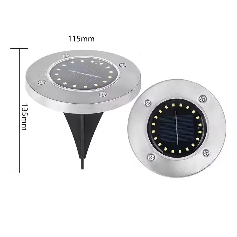 Solar Ground Lights with Round Stainless Steel Housing