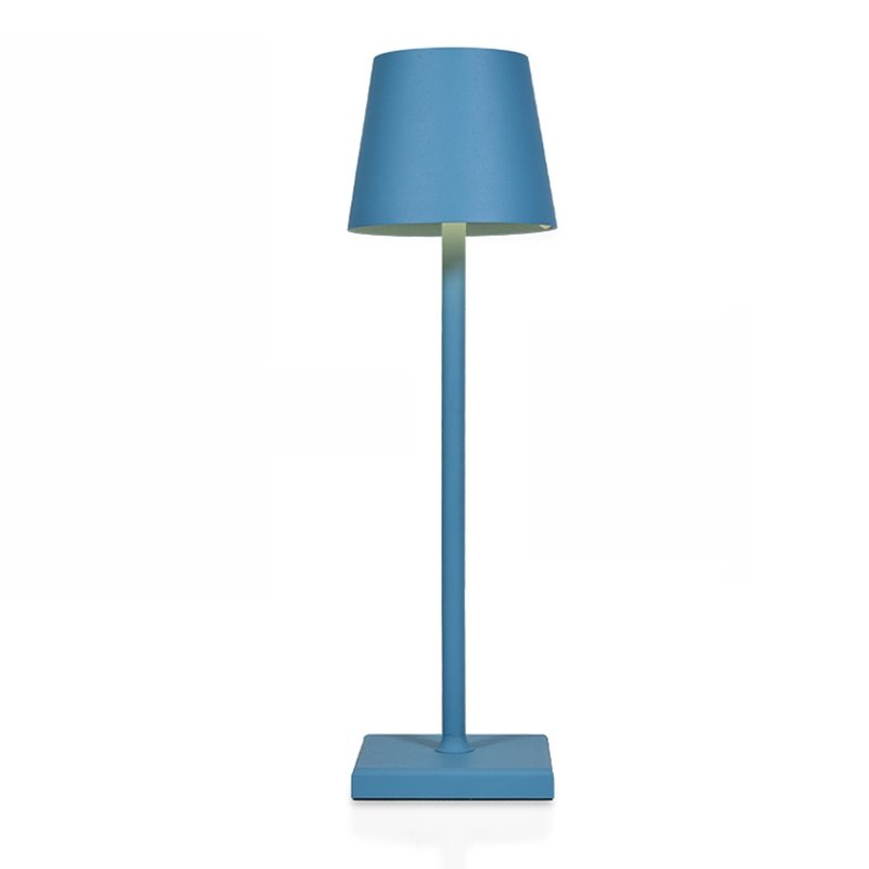 Wireless Metal Cone Shade LED Table Lamp with Square Base