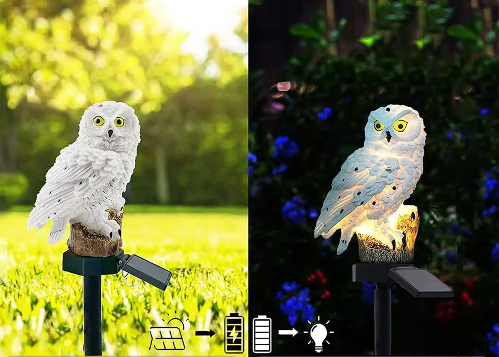 Solar Owl Shaped Plastic Garden Stake Light with Warm LED