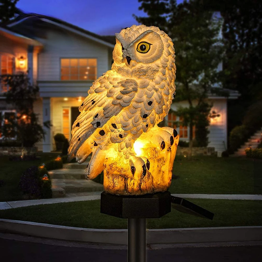 Solar Owl Shaped Plastic Garden Stake Light with Warm LED
