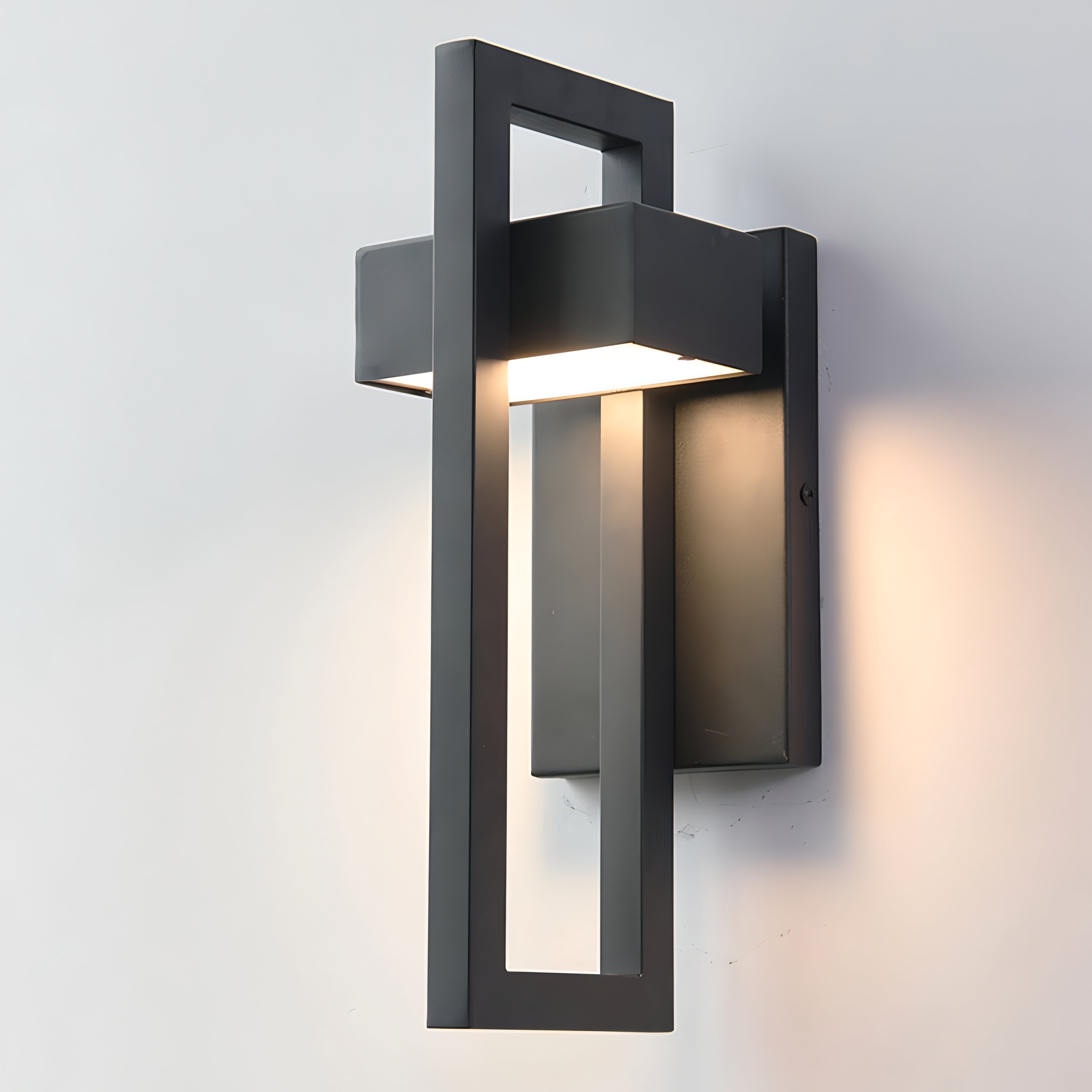Modern Black Steel Outdoor Wall Lamp Architectural Design