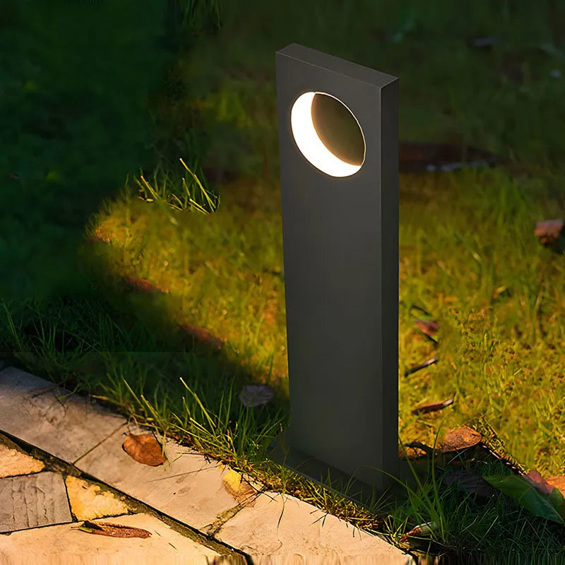 Outdoor LED Bollard Light Black Rectangular Garden Path Lamp
