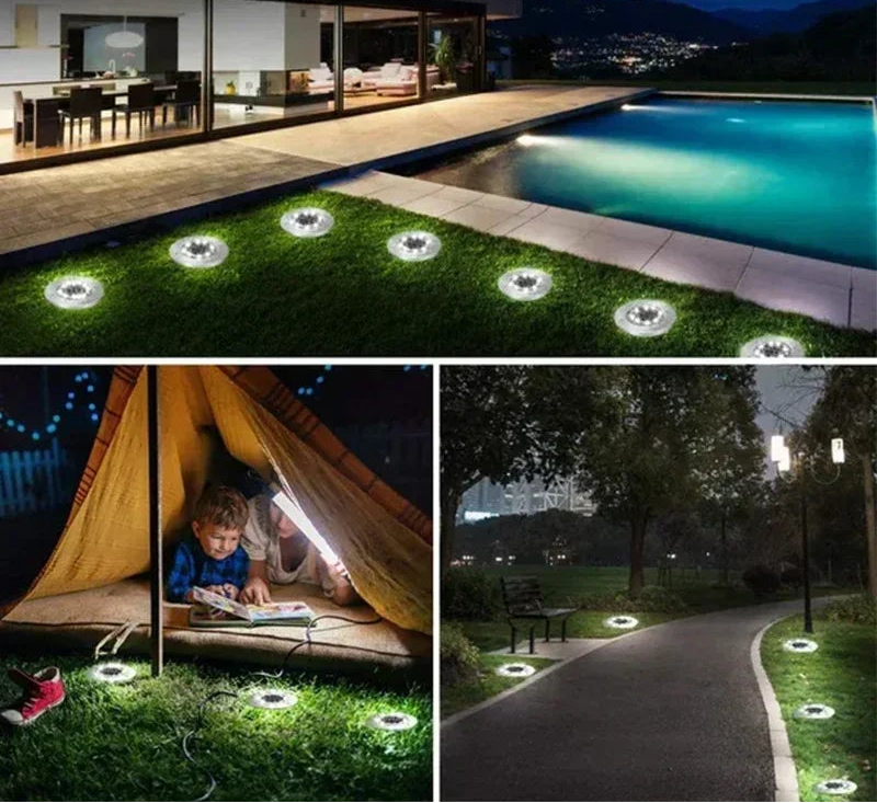 Solar Ground Lights with Round Stainless Steel Housing