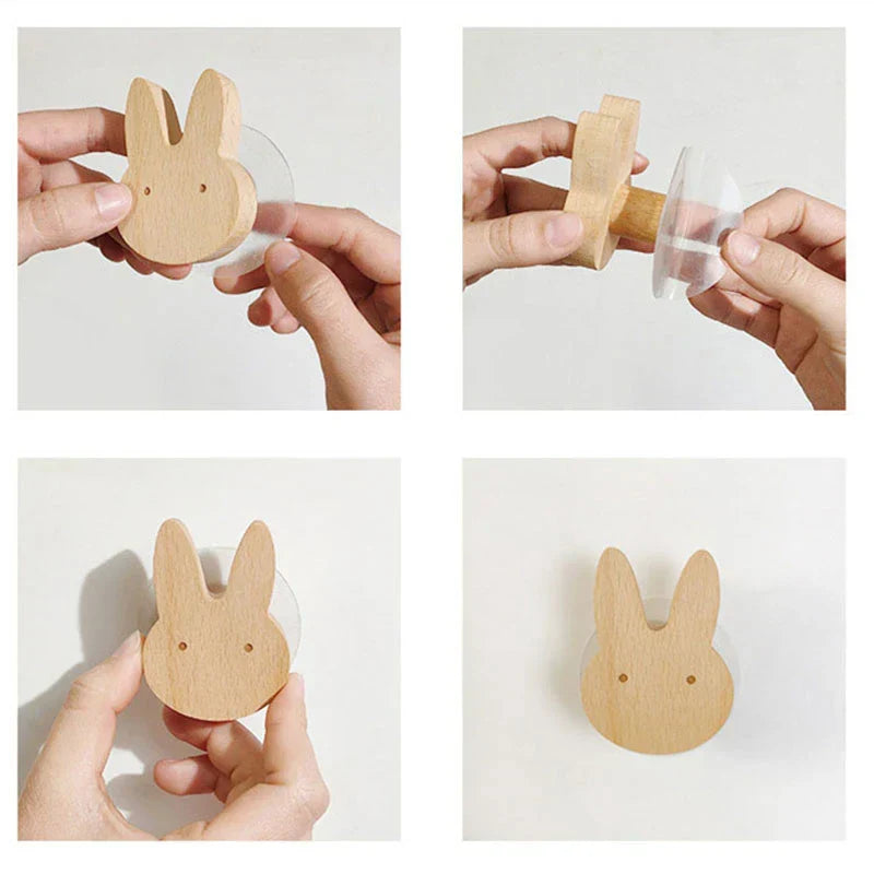 Wooden Animal Wall Hooks Coat Adhesive Hook Rack