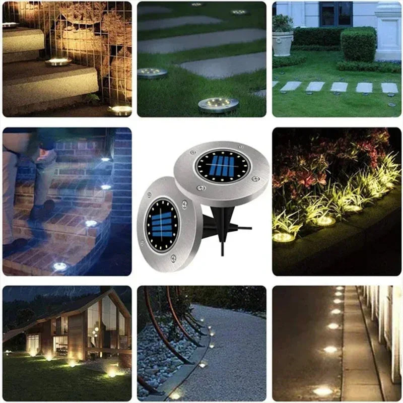 Solar Ground Lights with Round Stainless Steel Housing