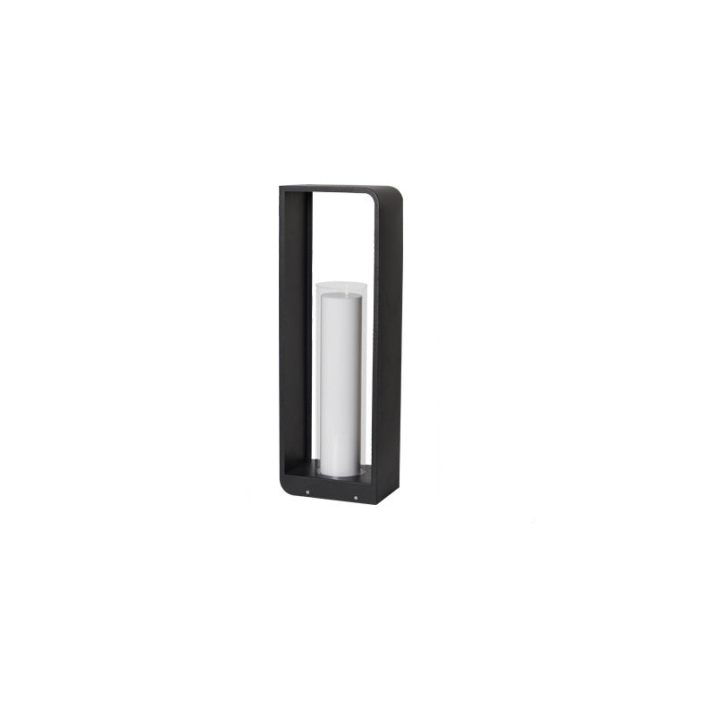 Black Rectangular Solar Outdoor Lantern with Frosted Glass