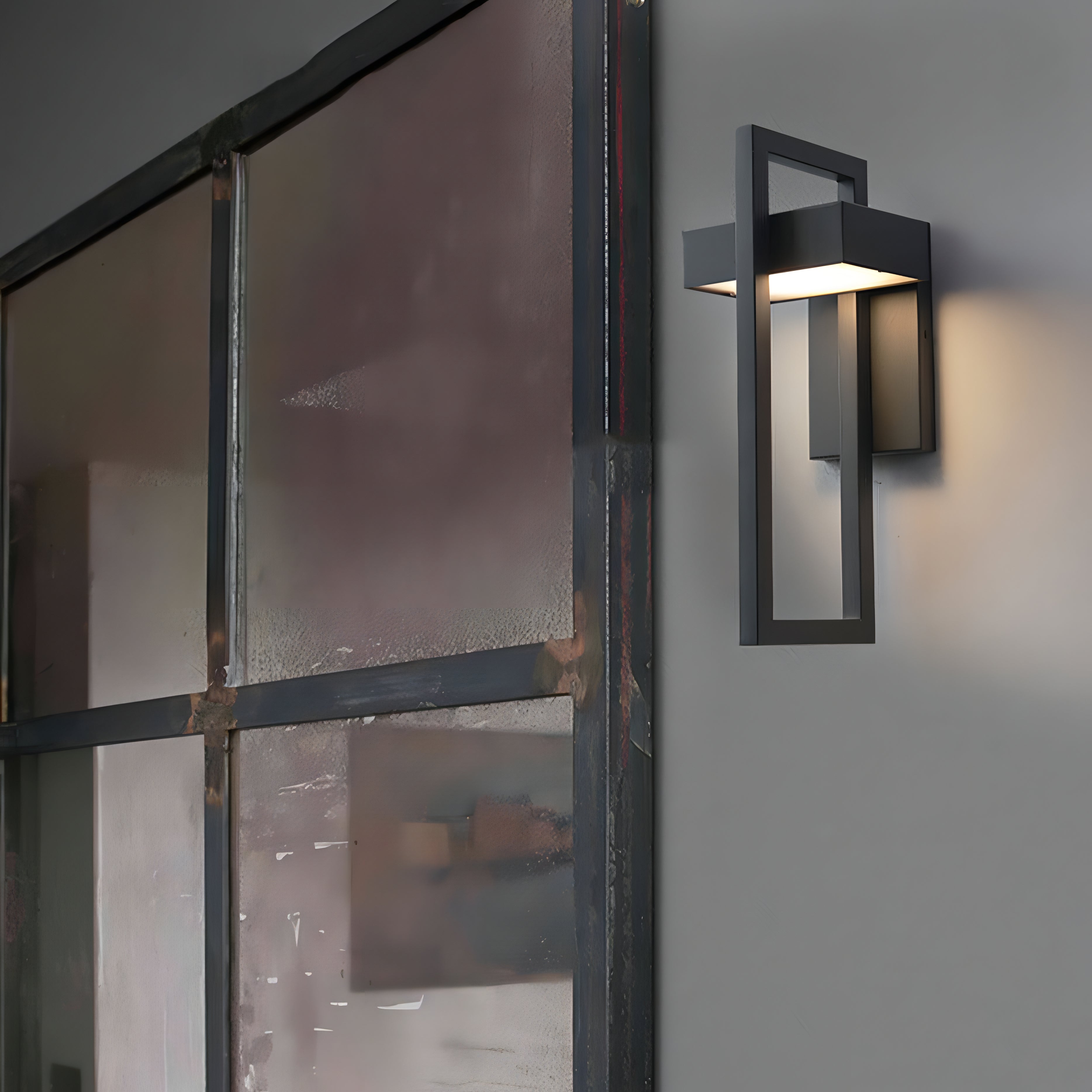 Modern Black Steel Outdoor Wall Lamp Architectural Design
