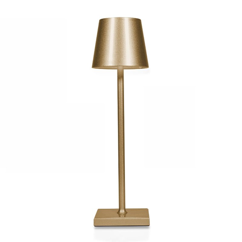 Wireless Metal Cone Shade LED Table Lamp with Square Base