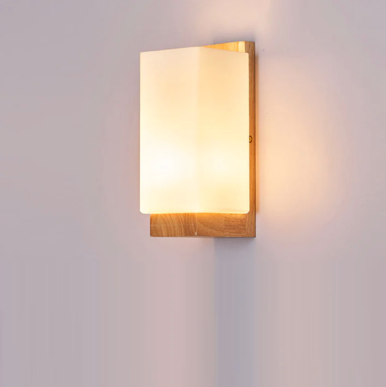Wood Wall Light with Frosted Shade Modern Sconce