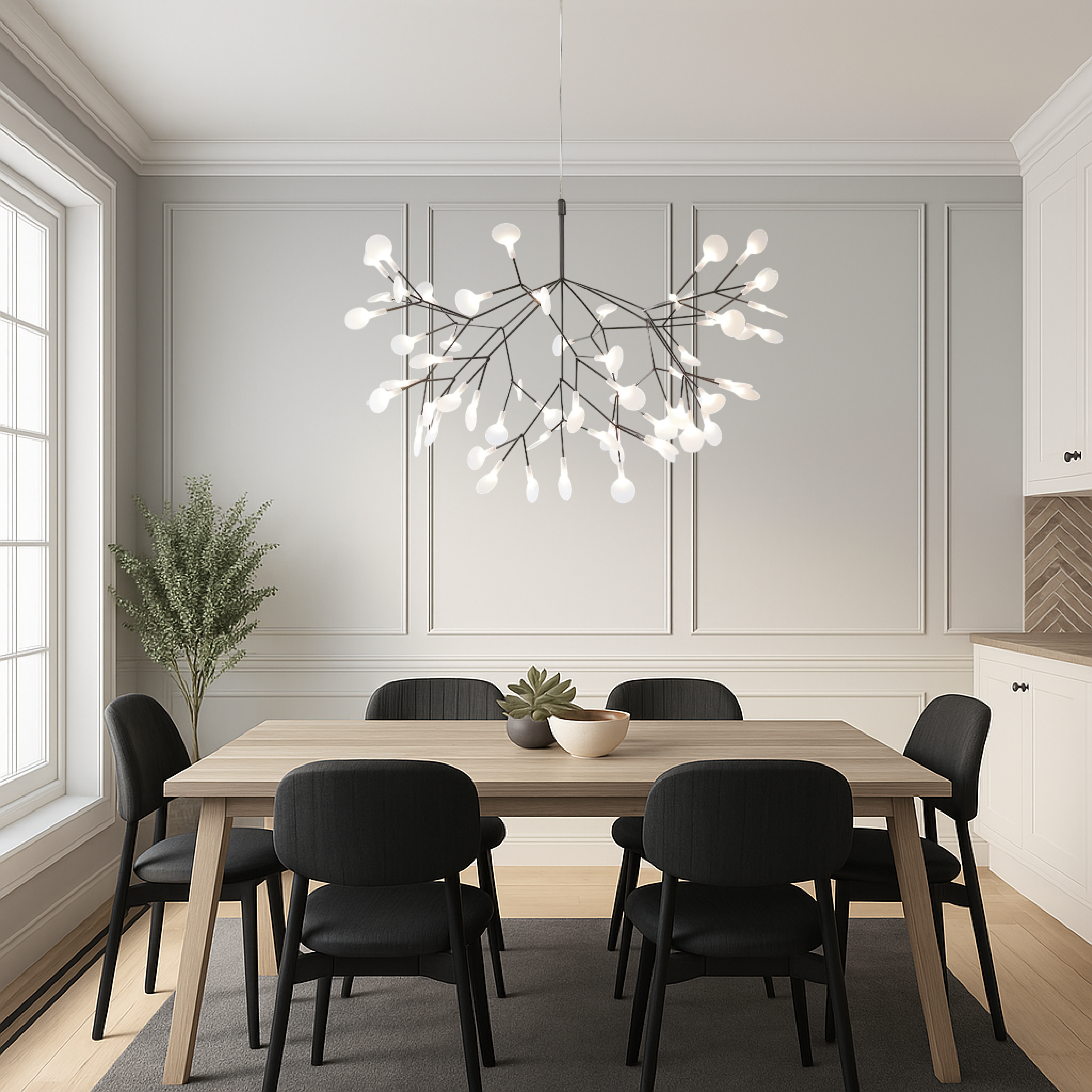 Sculptural LED ceiling lamp with branching frame