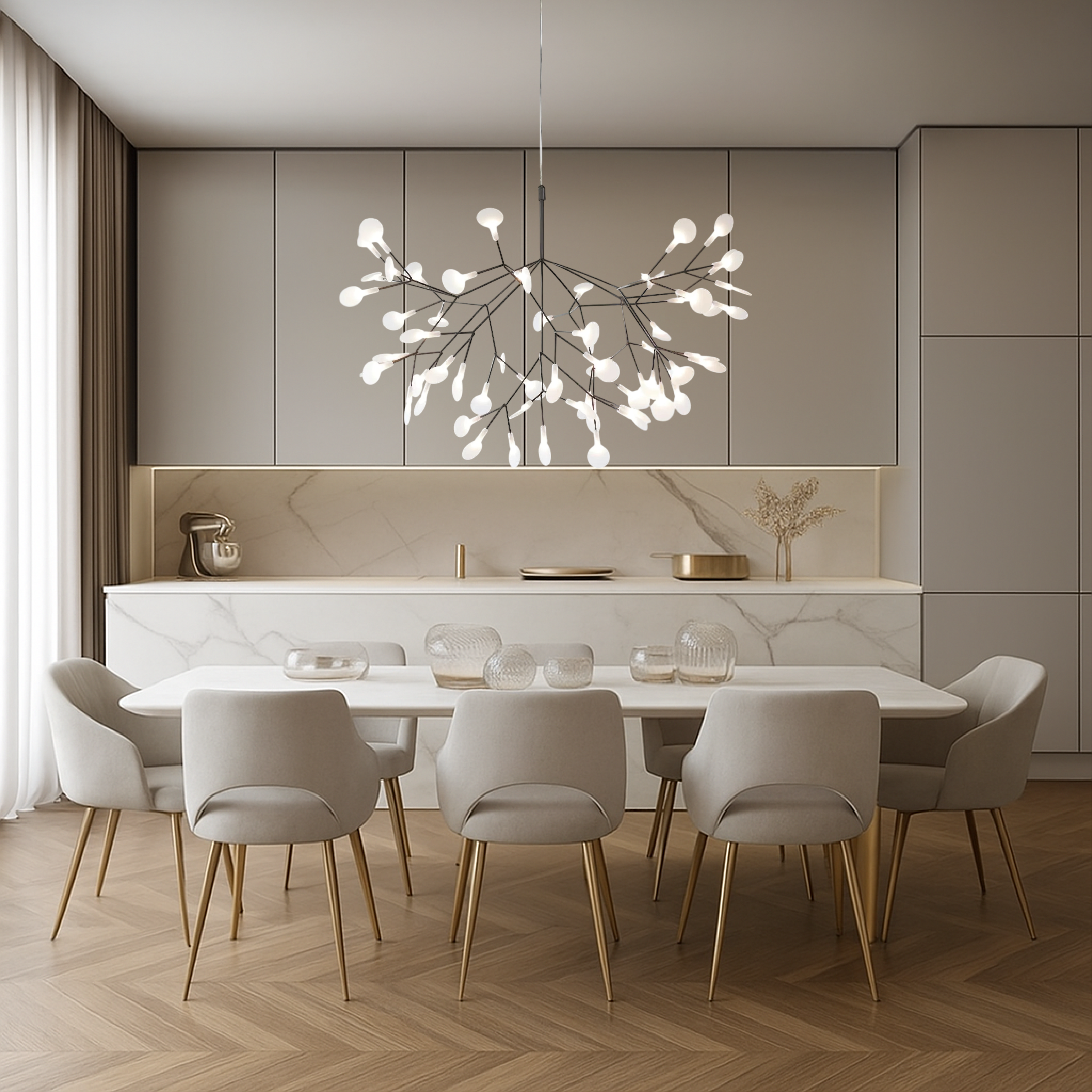 Sculptural LED ceiling lamp with branching frame