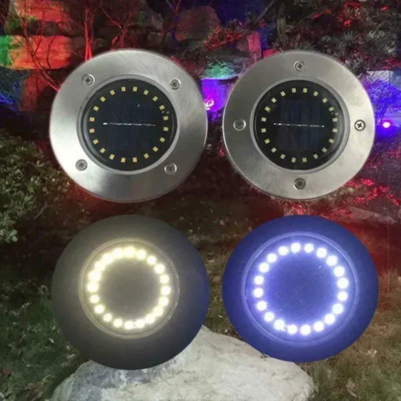 Solar Ground Lights with Round Stainless Steel Housing