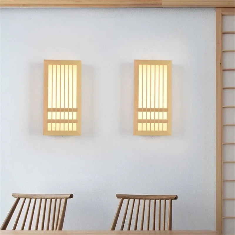 Japandi Houten Wandlamp LED Minimalistische Decoratieve Sconces