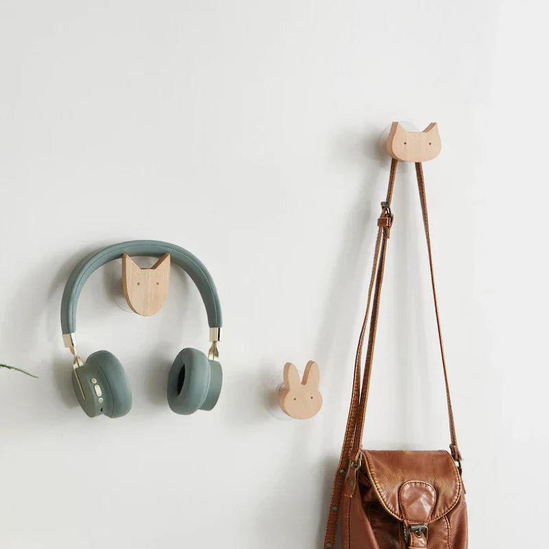Wooden Animal Wall Hooks Coat Adhesive Hook Rack