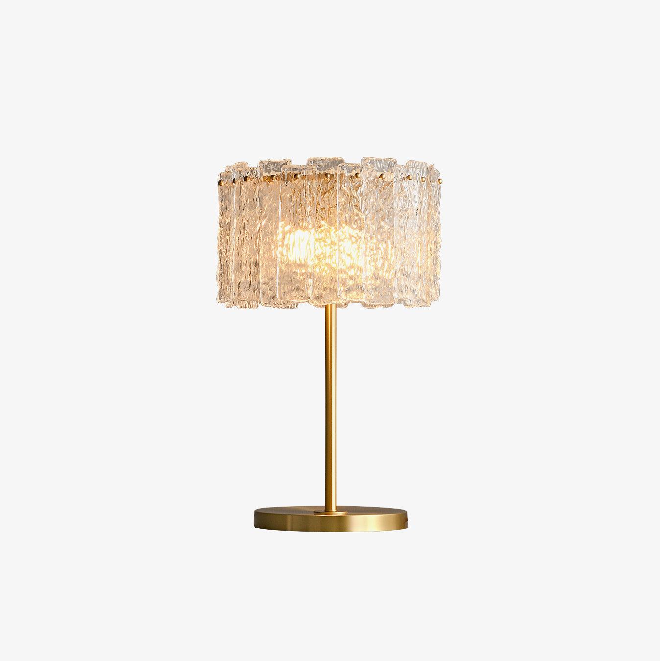 Crystal Table Lamp with Metal Stem and Round Base