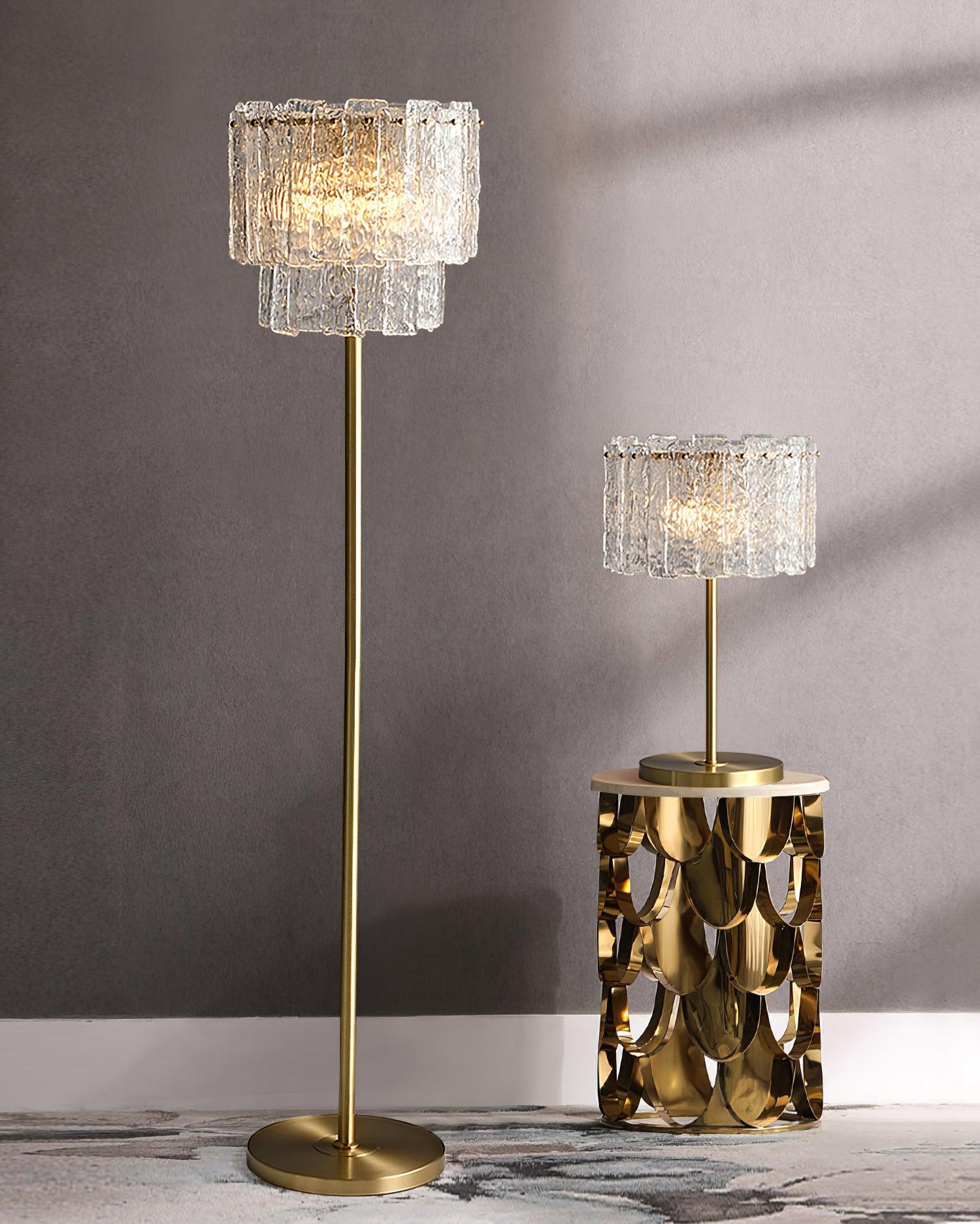 Crystal Table Lamp with Metal Stem and Round Base