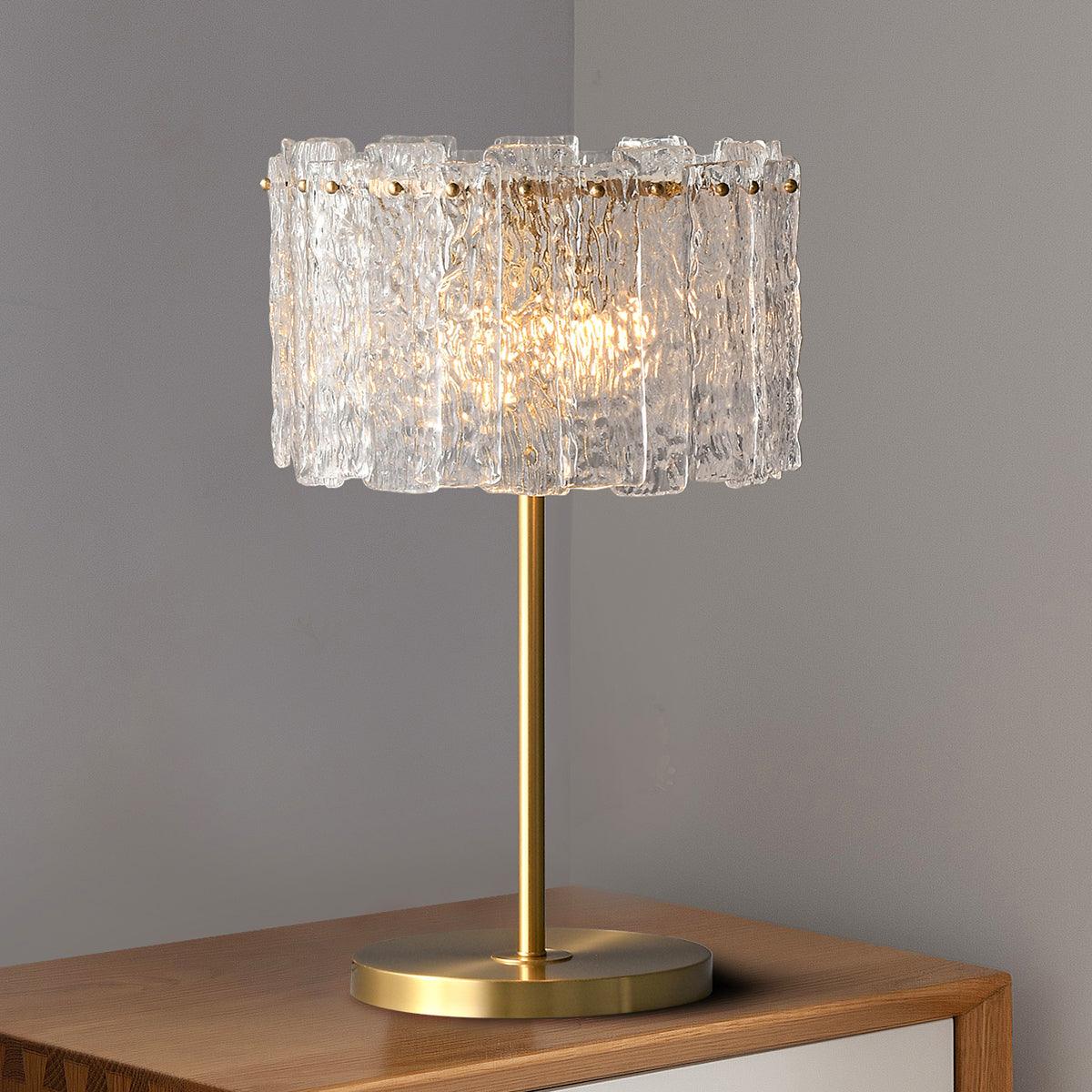 Crystal Table Lamp with Metal Stem and Round Base