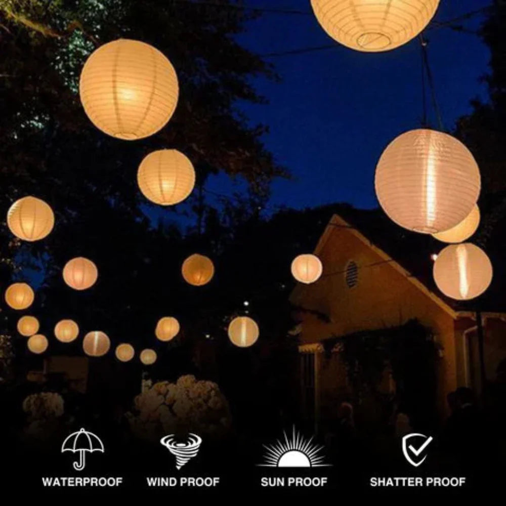 Zonne-energie Buiten Hanglamp Ronde Witte Lantaarn Met Lichtsensor