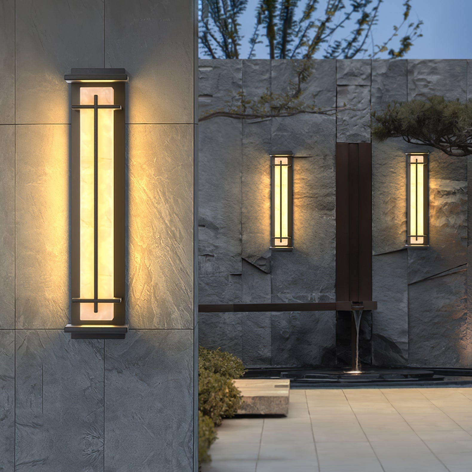 Outdoor Wall Light Waterproof LED Alabaster Style Exterior Lamp