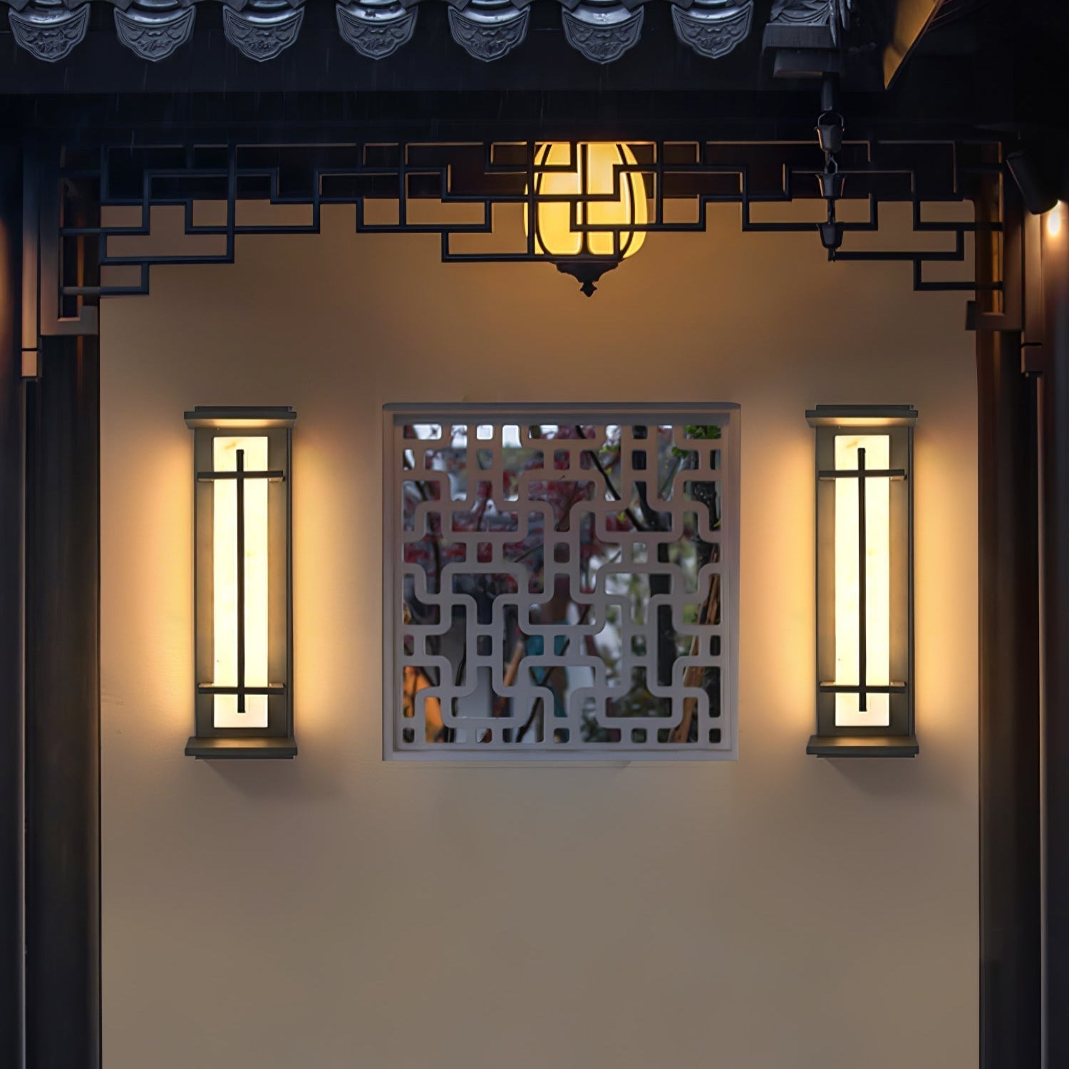 Outdoor Wall Light Waterproof LED Alabaster Style Exterior Lamp