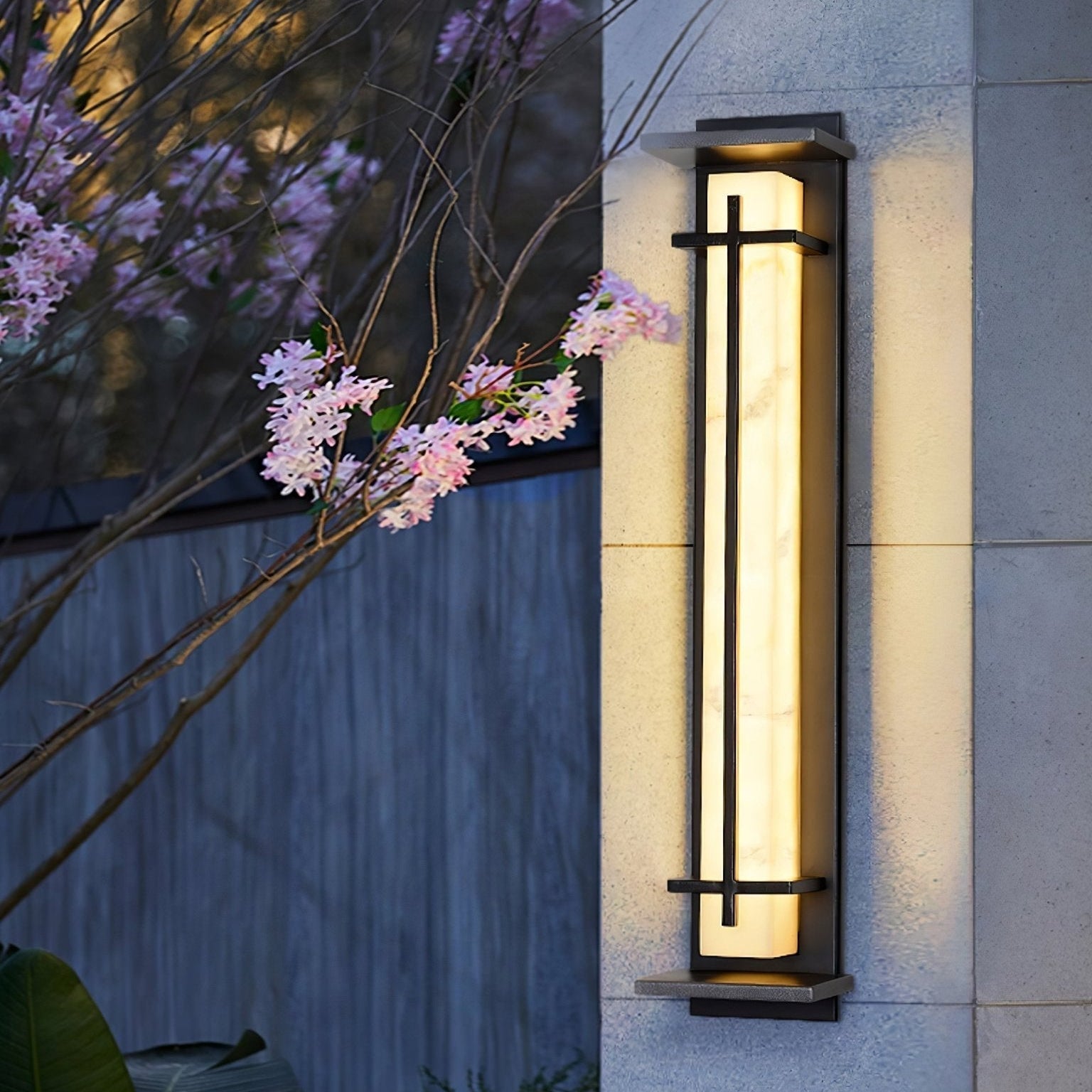 Outdoor Wall Light Waterproof LED Alabaster Style Exterior Lamp