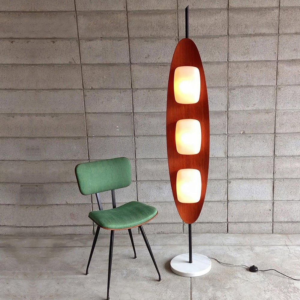 Floor Lamp with Wooden Body and Integrated Light Panels
