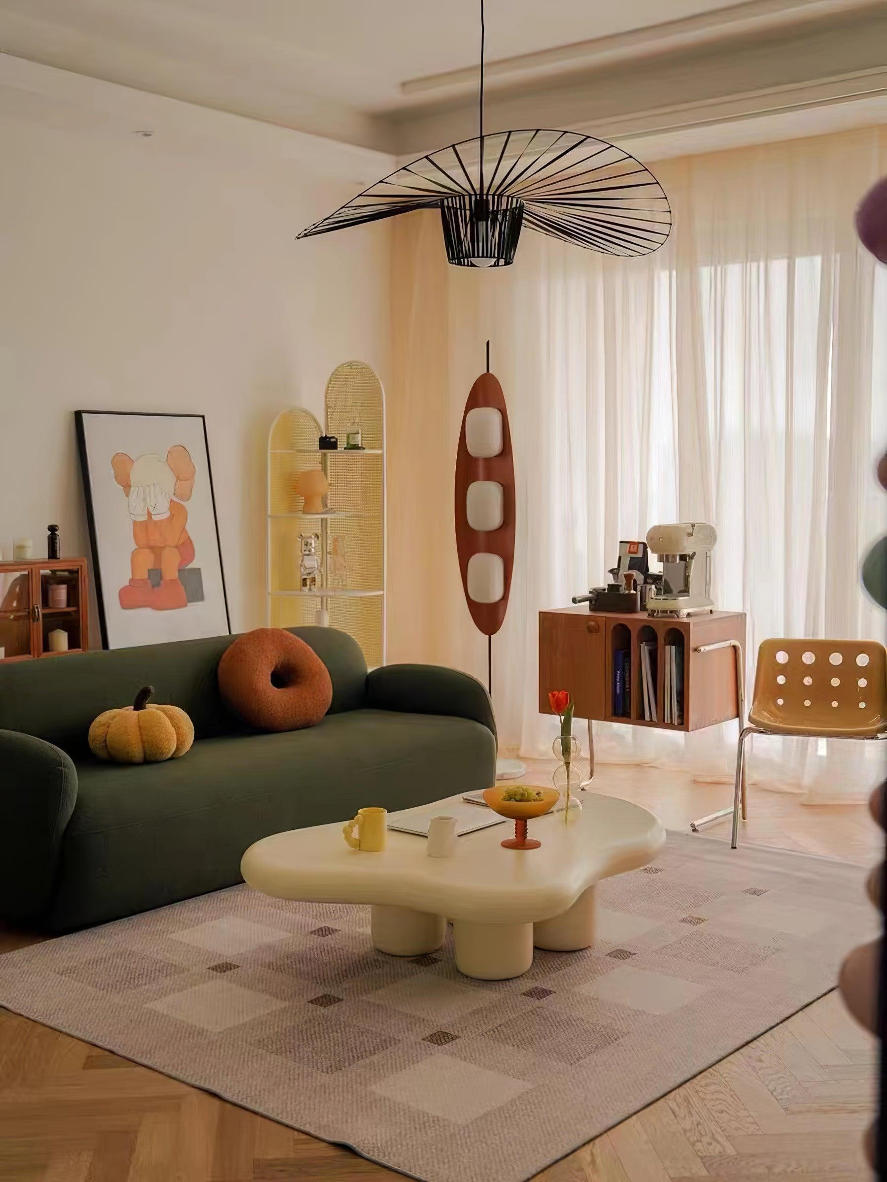 Floor Lamp with Wooden Body and Integrated Light Panels