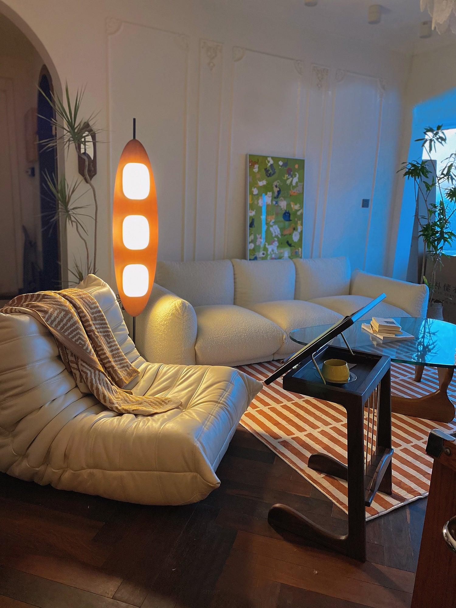 Floor Lamp with Wooden Body and Integrated Light Panels