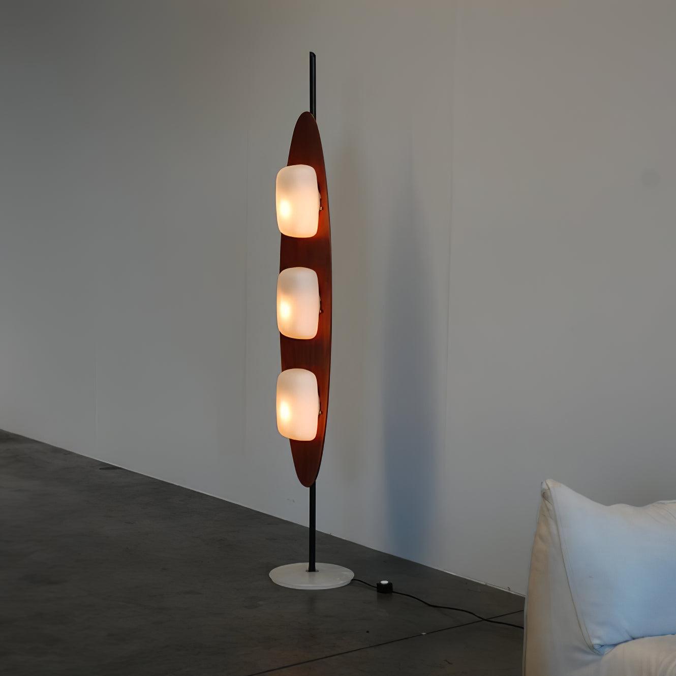 Floor Lamp with Wooden Body and Integrated Light Panels
