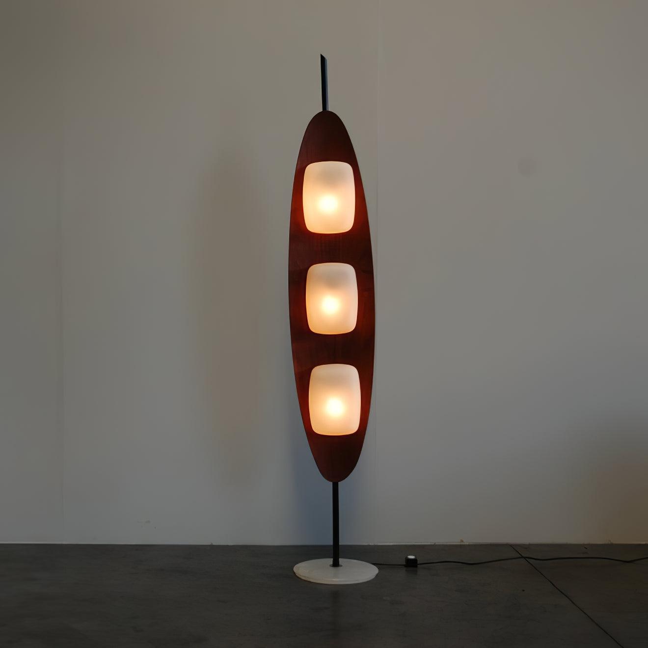 Floor Lamp with Wooden Body and Integrated Light Panels