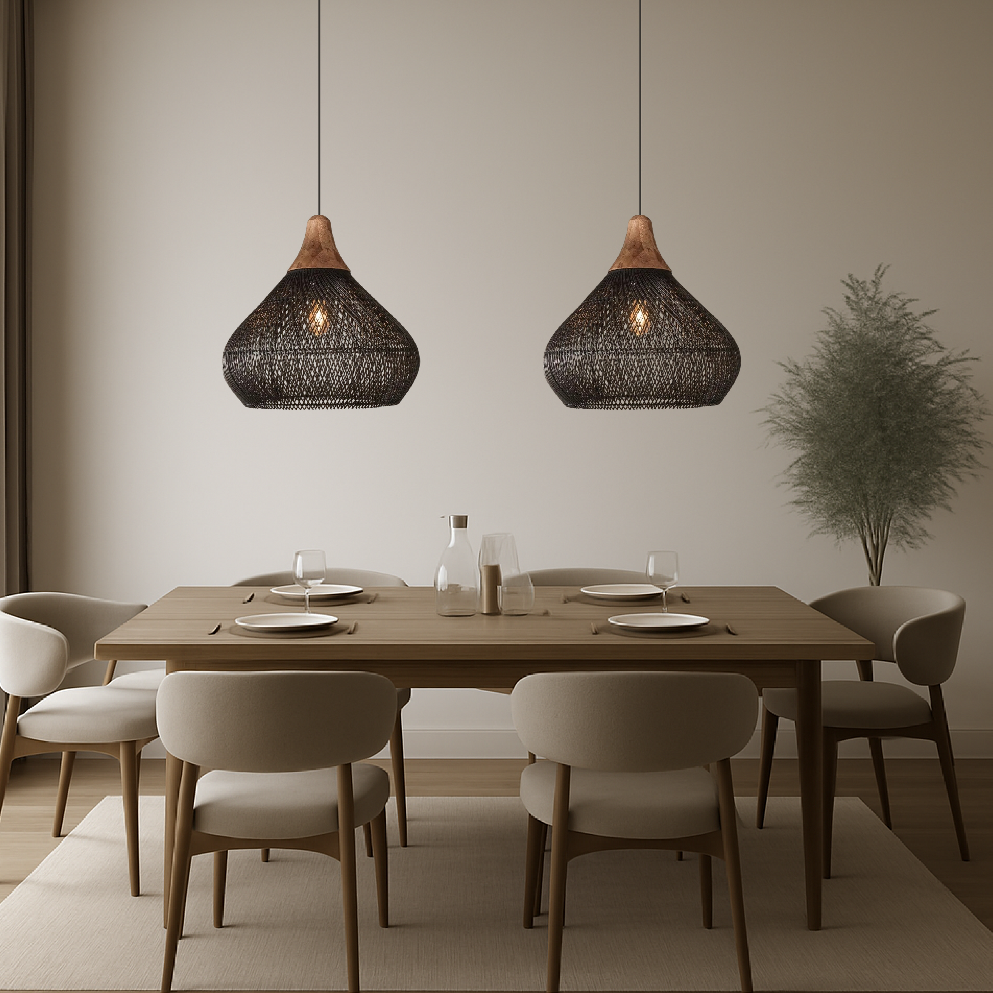 Japanese Woven Pendant Light