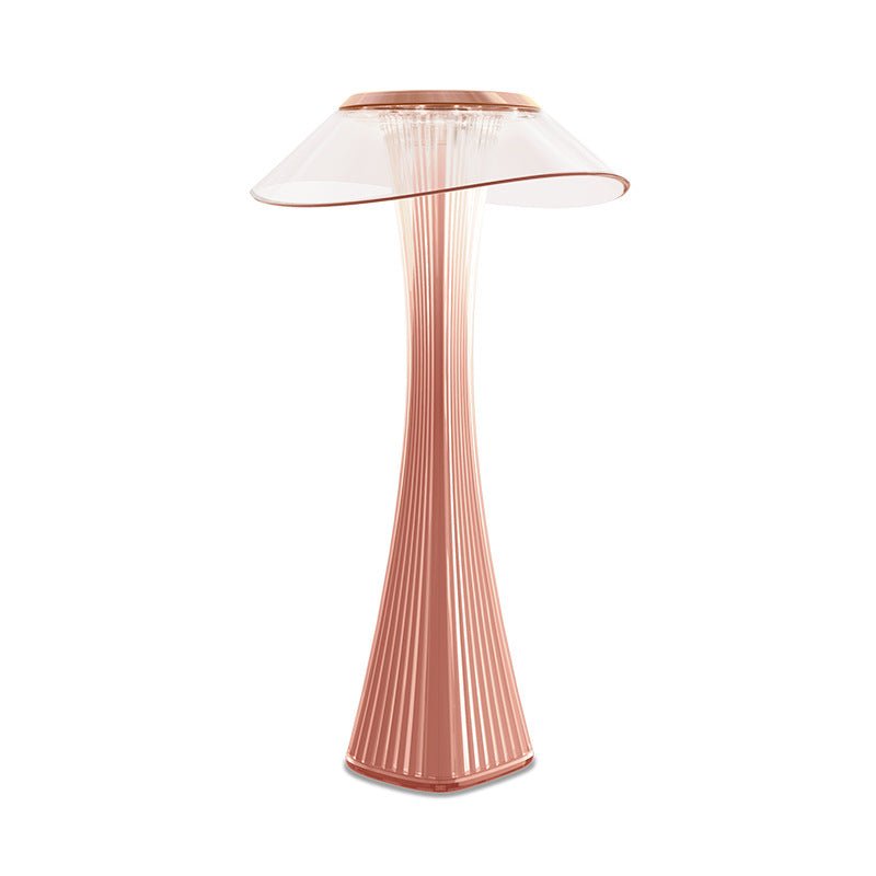 Fluted Glass Table Lamp with Clear Disc Shade