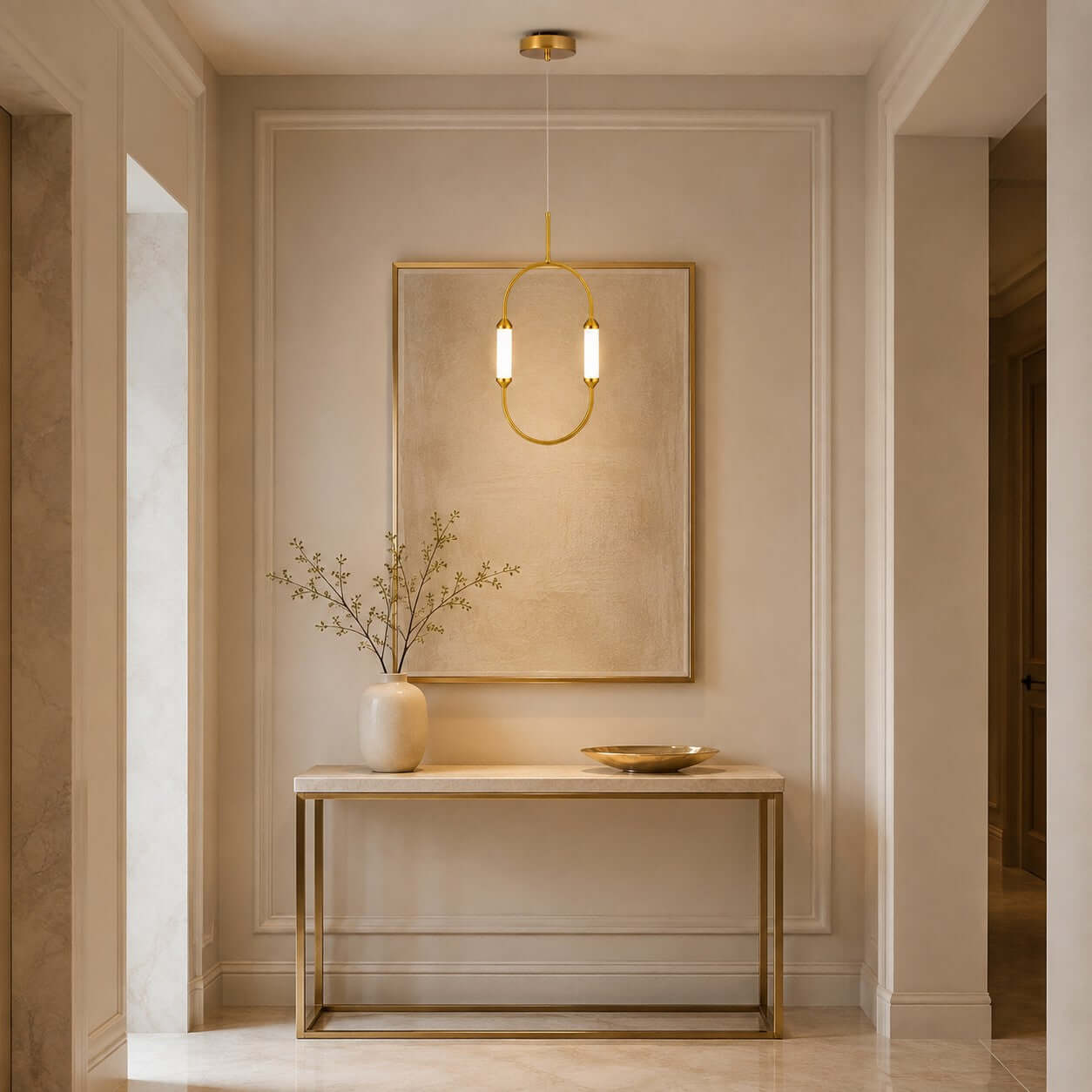 Moderne minimalistische ledkroonluchter met gebogen lijnen voor de woonkamer