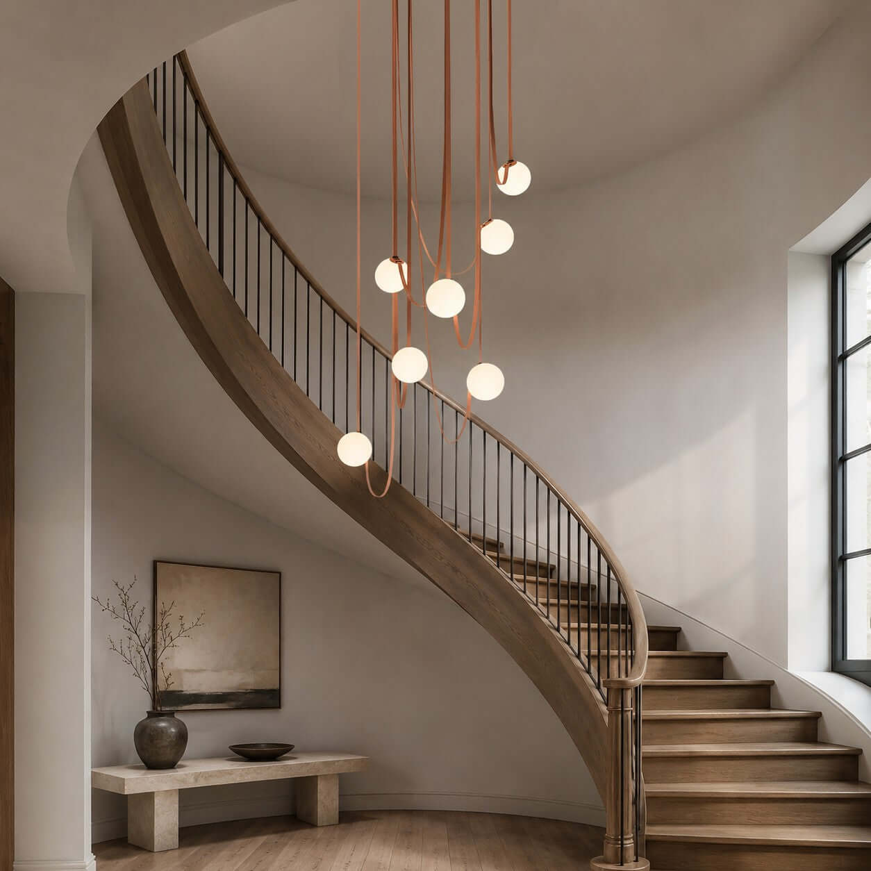 Lustre LED moderne à lumières en cascade pour le salon